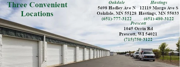 Stephen’s Self-Storage locations serving Oakdale, Cottage Grove / Hastings and Prescott